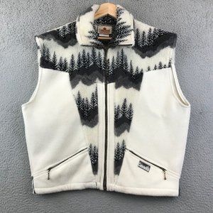 Vintage 90s  Canada Pine‎ Tree Sherpa Sweater Fleece Vest size L